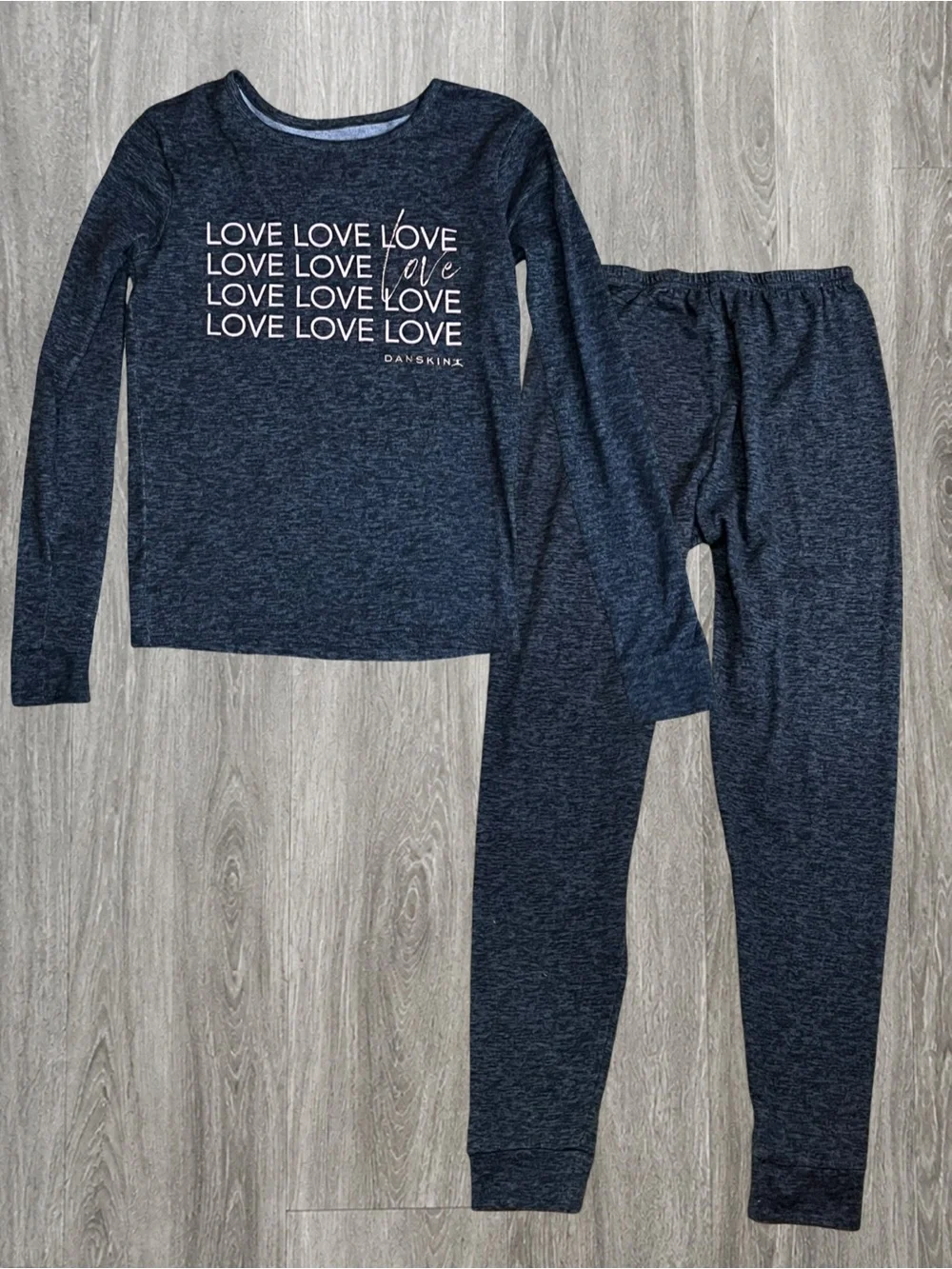 Danskin Girls 2-Piece Pajama Set Size 12 Gray Long Sleeve Top & Joggers
